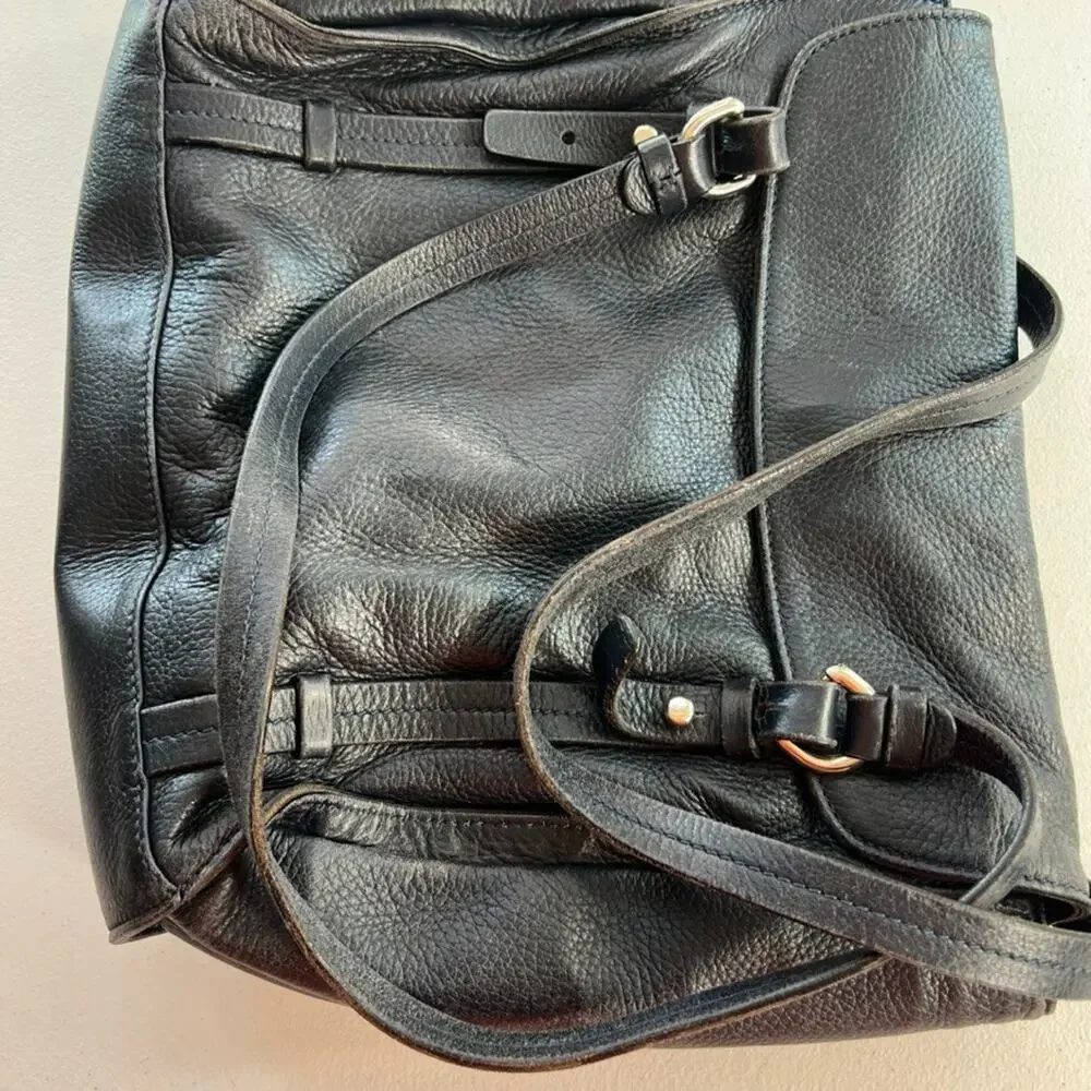 Mauro Governa Bag Women's Black Pebbled Leather With Adjustable Straps